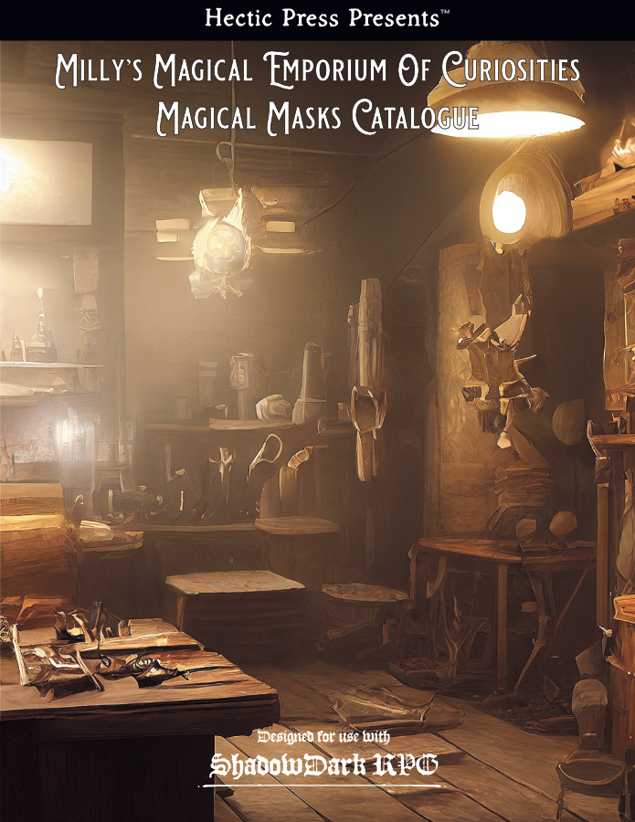 Cover of the Milly's Magical Emporium: Masks book and link to the online marketplace to purchase it.